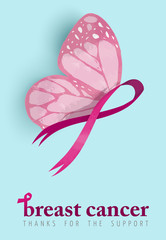 Breast cancer awareness design of pink butterfly