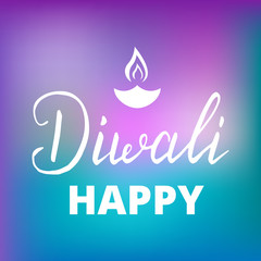 Diwali label. Hand drawn brush lettering for Diwali festival