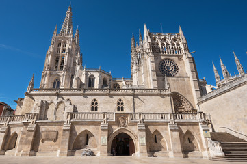 Fototapeta na wymiar BURGOS, SPAIN - SEPTEMBER 4: Famous Landmark gothic cathedral on a sunny day on September 4, 2016 in Burgos, Spain.