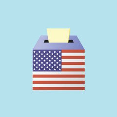 Voting concept by Putting paper in the ballot box USA