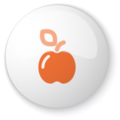 Glossy white web button with orange Apple icon on white backgrou