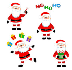 Happy Santa Claus. Cartoon vector set.