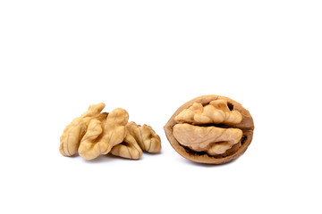 Walnuts in shell isolated with white background