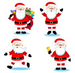 Happy Santa Claus. Cartoon vector set.
