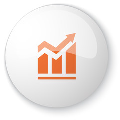 Glossy white web button with orange Trend icon on white backgrou