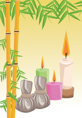 Bamboo and candles icon. Spa center and healthy lifestyle theme. Colorful design. Vector illustration