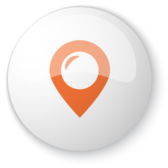 Glossy white web button with orange Place icon on white backgrou