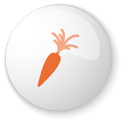 Glossy white web button with orange Carrot icon on white backgro