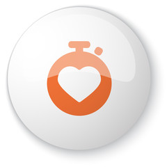 Glossy white web button with orange Heart Rate Monitor icon on w