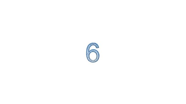 Countdown from 10 to 1 made of zooming out dissolving digits.