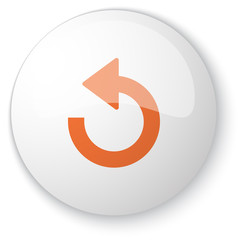 Glossy white web button with orange Undo icon on white backgroun