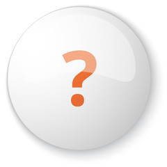 Glossy white web button with orange Question Mark icon on white