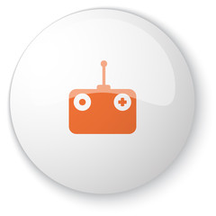 Glossy white web button with orange Radio Control icon on white