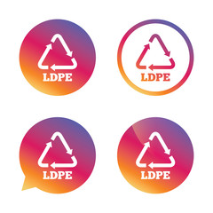 Ld-pe sign icon. Low-density polyethylene.