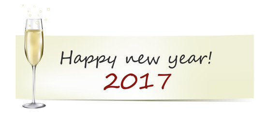 Happy new year 2017 Banner mit Sektglas