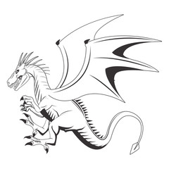 Dragon cartoon icon. Chinese asian fantasy and animal theme. Isolated and silhouette design. Vector illustration