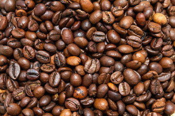 a lot of roasted coffee beans