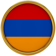 Armenia Flag Glossy Button/icon (3d rendering).