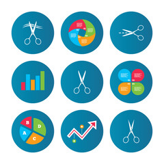 Scissors icons. Hairdresser or barbershop symbol.