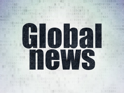 News concept: Global News on Digital Data Paper background