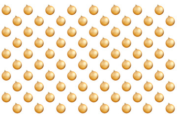 Christmas ornament with golden balls on a white background. Pattern  for wrapping paper. Happy New Year Decorations.    