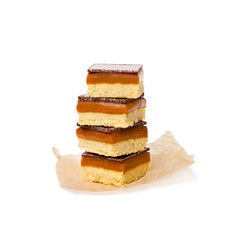 Stack  of luxury millionaires shortbread isolated