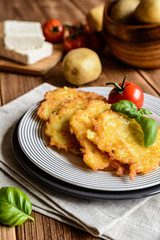 Fried potato pancakes stuffed with cheese