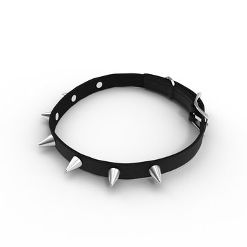 Spiked Dog Collar on a white. 3D illustration