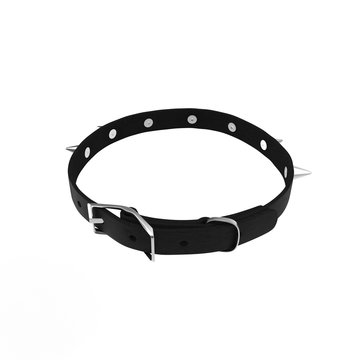Black Leather Dog Spike Collar Isolated on White. 3D illustration
