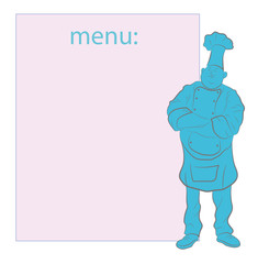chef with board for menu. vector illustration