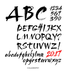 Vector Acrylic Brush Style Hand Drawn Alphabet Font