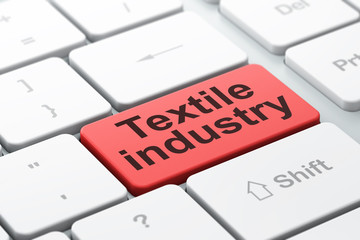 Manufacuring concept: Textile Industry on computer keyboard background