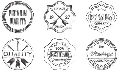 Premium quality, best price, vintage design badges and labels set isolated on white background. Vector illustration.