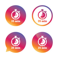 Timer sign icon. 35 minutes stopwatch symbol.