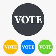 Icono plano texto VOTE en circulo varios colores