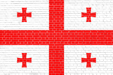 Flag of Georgia on brick wall texture background