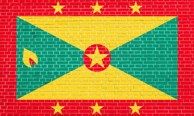 Flag of Grenada on brick wall texture background