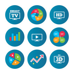 Smart TV mode icon. 3D Television symbol.