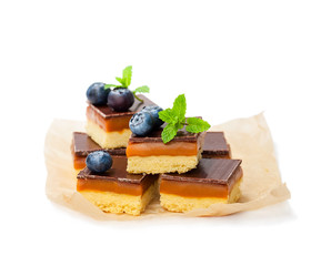 luxury  millionaires shortbread cookie with blueberry and mint l