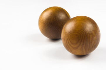 pair of wooden Chinese balls Baoding