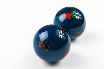 pair of blue Chinese balls Baoding