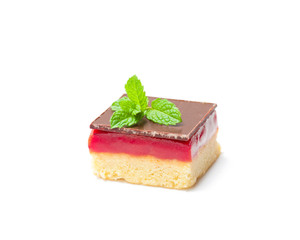 shortbread  cookie with blueberry and mint leaves isolated