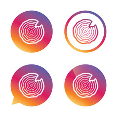 Wood sign icon. Tree growth rings.