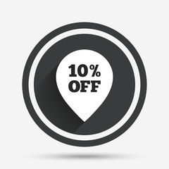 10 percent sale pointer tag sign icon.