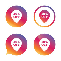 30 percent sale pointer tag sign icon.