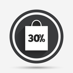 30 percent sale bag tag sign icon.