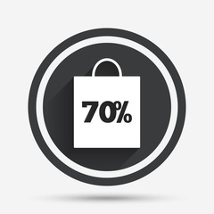 70 percent sale bag tag sign icon.