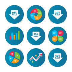 Sale arrow tag icons. Discount symbols.