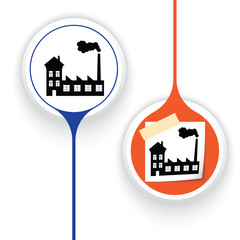 Two vector objects and factory symbol