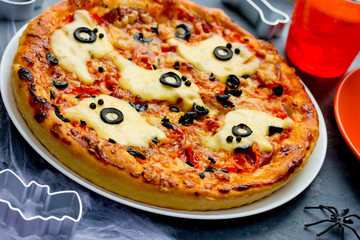 Ghost Halloween pizza, funny pizza